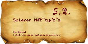 Spierer Mátyás névjegykártya